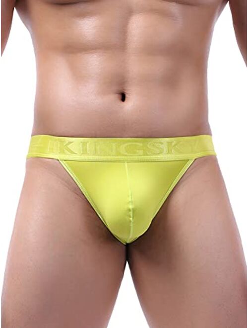 iKingsky Men's Sporty Pouch G-string Sexy Bulge Thong Underwear Low Rise Mens Stretch Under Panties