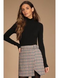 Harmless Banter Brown Multi Tweed Belted Mini Skirt