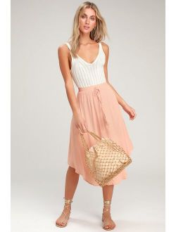 Regatta Blush Pink Tassel Midi Skirt