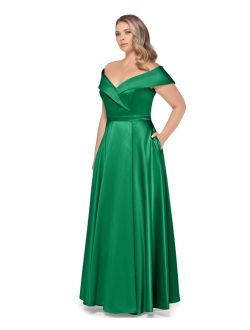 Plus Off-The-Shoulder Sweetheart Neckline Gown