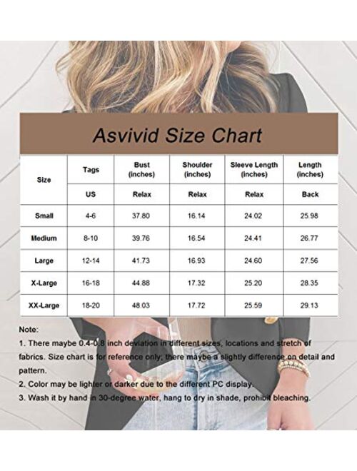 Asvivid Womens Casual Pocketed Office Blazers Draped Open Front Cardigans Jacket Work Suit