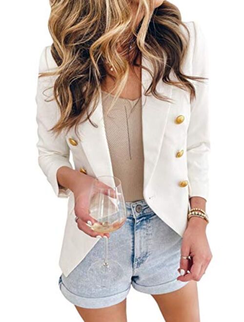 Asvivid Womens Casual Pocketed Office Blazers Draped Open Front Cardigans Jacket Work Suit