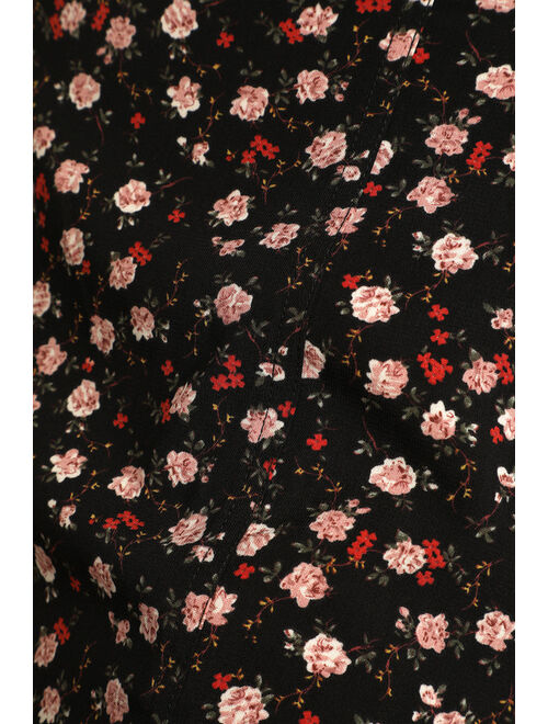 Lulus Just Perfection Black Floral Print Mini Skirt