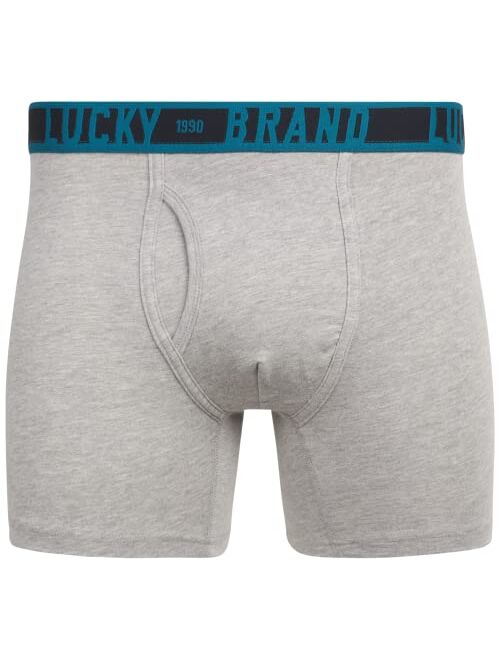 Lucky Brand Men's Underwear - Cotton Blend Stretch Boxer Briefs (6 Pack), Size X-Large, Black/Grey Print