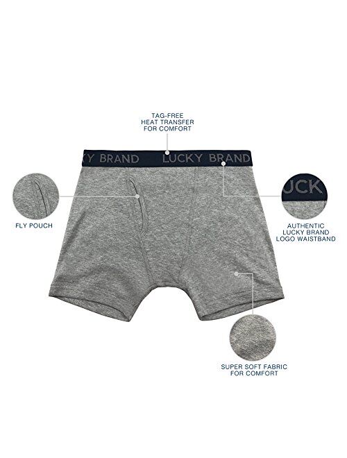 Lucky Brand Men's Cotton Boxer Briefs Underwear with Functional Fly (3 Pack)