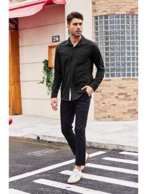 COOFANDY Men's Slim Fit Dress Shirt Business Casual Button Down Shirts Long Sleeve Work Shirt with Pockets