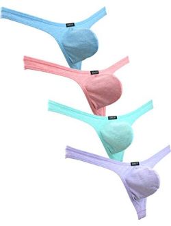 Men's Cotton Thong Underwear Sexy Big Pouch T-Back Panties