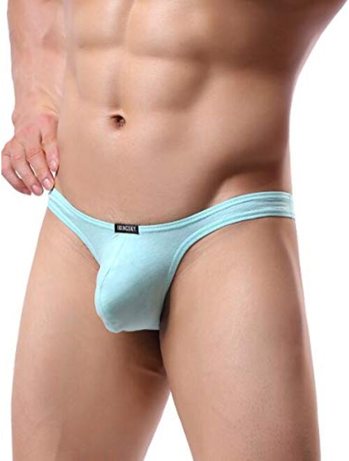 IKINGSKY Men's Cotton Thong Underwear Sexy Big Pouch T-Back Panties