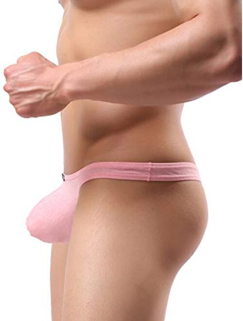 IKINGSKY Men's Cotton Thong Underwear Sexy Big Pouch T-Back Panties