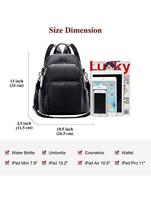 ALTOSY Soft Leather Backpack Purse For Women Anti-theft Backpacks Versatile Shoulder Bag Medium