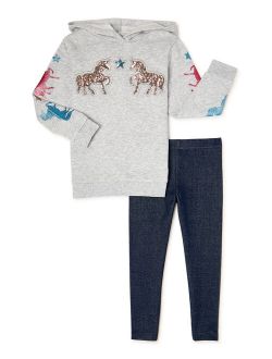 Girls' Unicorn Tunic Hoodie and Leggings Set, 2-Piece, Sizes 4-10