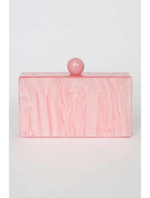 Lulus In Attendance Pink Marble Acrylic Box Clutch