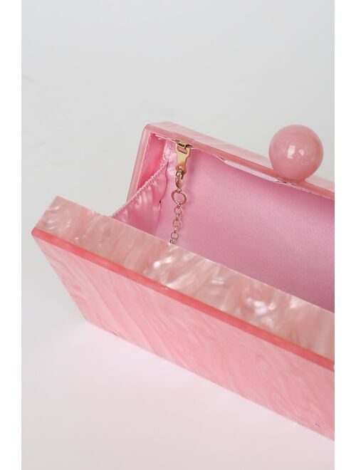 Lulus In Attendance Pink Marble Acrylic Box Clutch