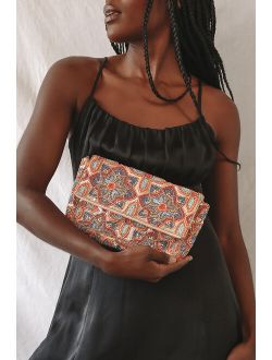 Style that Stuns Gold Multi Floral Beaded Clutch