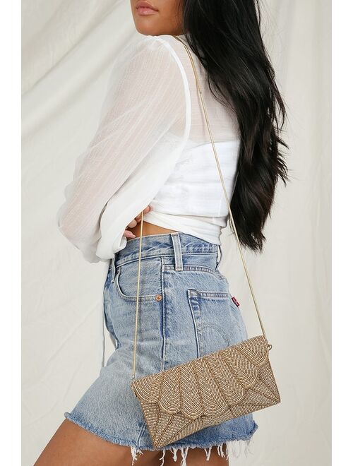 Lulus Junipero Gold Beaded Clutch