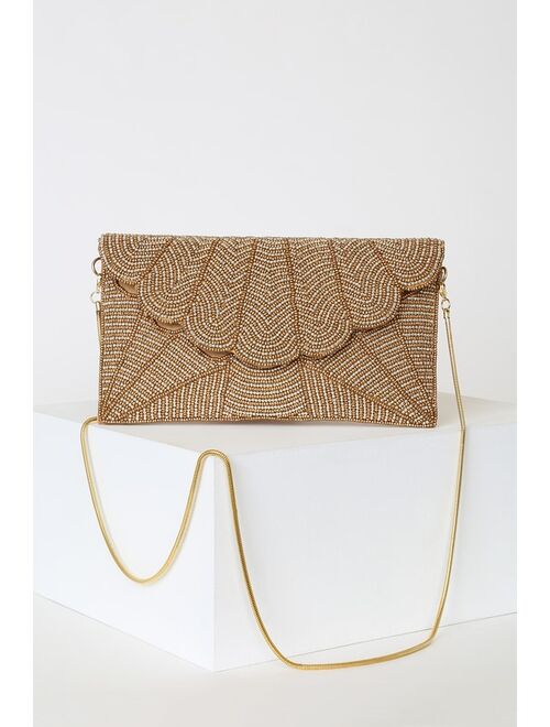 Lulus Junipero Gold Beaded Clutch