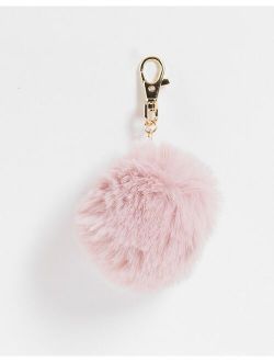 faux fur pom bag charm in baby pink