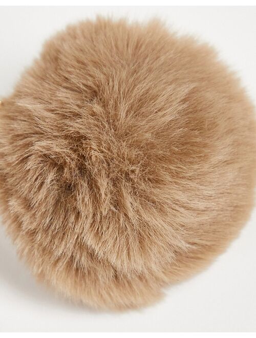 Asos Design faux fur pom bag charm in mink