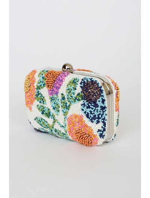 Lulus Tour of Blooms White Multi Beaded Clutch