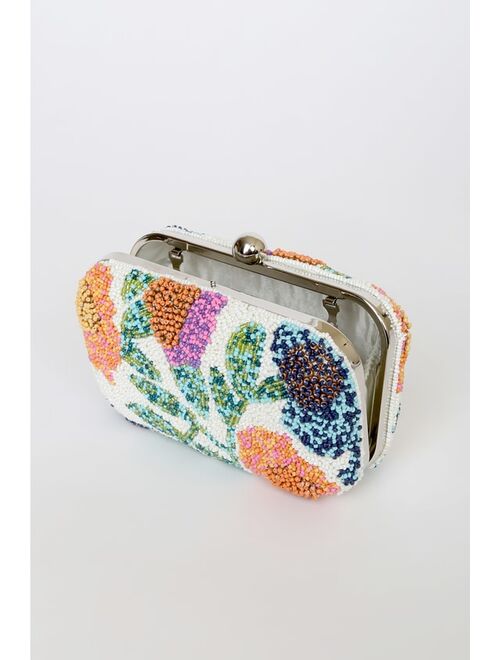 Lulus Tour of Blooms White Multi Beaded Clutch