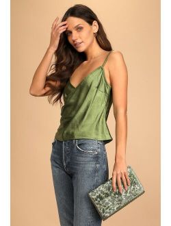 Gleam With It Green Beaded Clutch