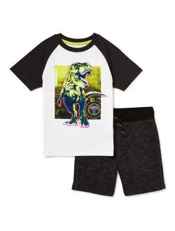 Boys Dino Short Sleeve Tee & Short, 2-Piece Outfit Set, Sizes 4-10