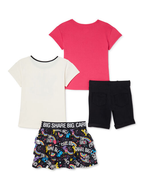 365 Kids From Garanimals Girls' T-Shirt, Shorts and Skort Set, 4-Piece, Sizes 4-10
