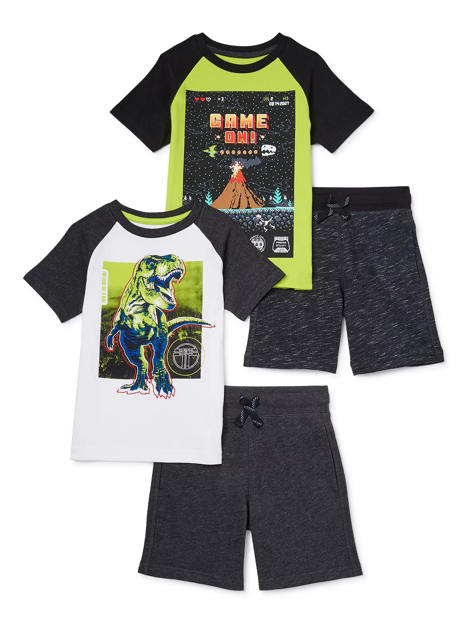 365 Kids from Garanimals Boys Graphic Short Sleeve Tee and French Terry Short, 4-Piece Outfit Set, Sizes 4-10