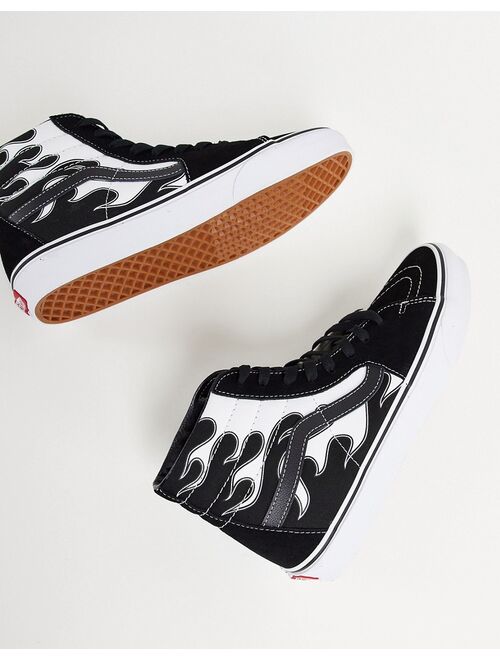 Vans SK8-Hi Flame sneakers in black/white