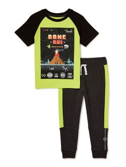 Boys Graphic Short Sleeve Tee & Pant, 2-Piece Outfit Set, Sizes 4-10