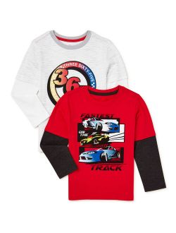 Boys Graphic Print Long Sleeve Tees, 2-Pack, Sizes 4-10