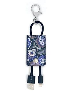 Leatherette Charging Tag Keychain, Portable Charger Cord for Cellphones/Computers (Java Navy Camo)