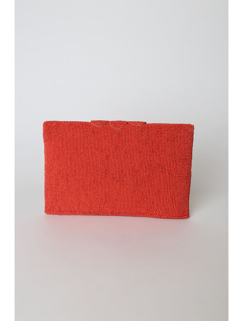 Lulus Bead in the Moment Red Beaded Clutch