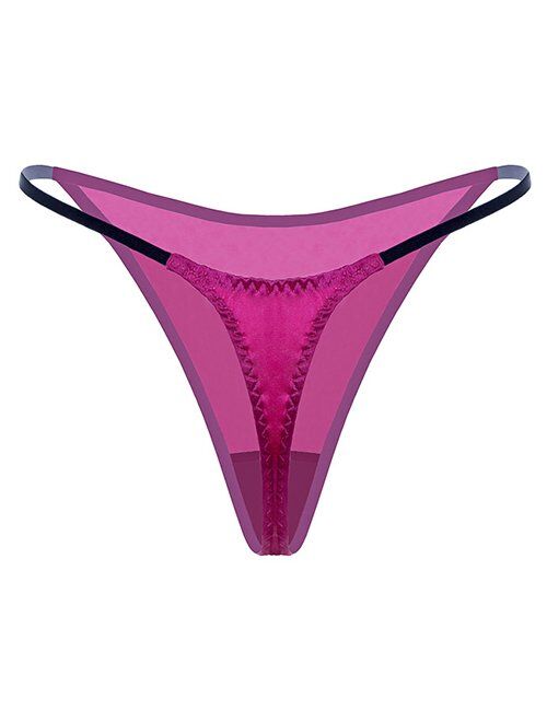 SilRiver Womens Silk Satin Panties Thong Sexy G String Thongs T Back Satin Bikini Underwear S-XL