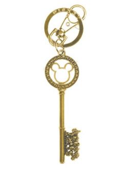 Gold Master Key with Gem Beads Pewter Key Ring