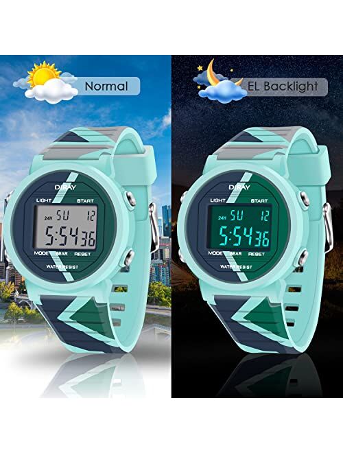CakCity Kids Watches Digital Sport Watches for Boys Girls Outdoor Waterproof Watches with Alarm Stopwatch Contrast Color Child Wrist Watch for Ages 5-15