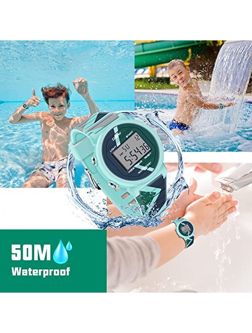 CakCity Kids Watches Digital Sport Watches for Boys Girls Outdoor Waterproof Watches with Alarm Stopwatch Contrast Color Child Wrist Watch for Ages 5-15