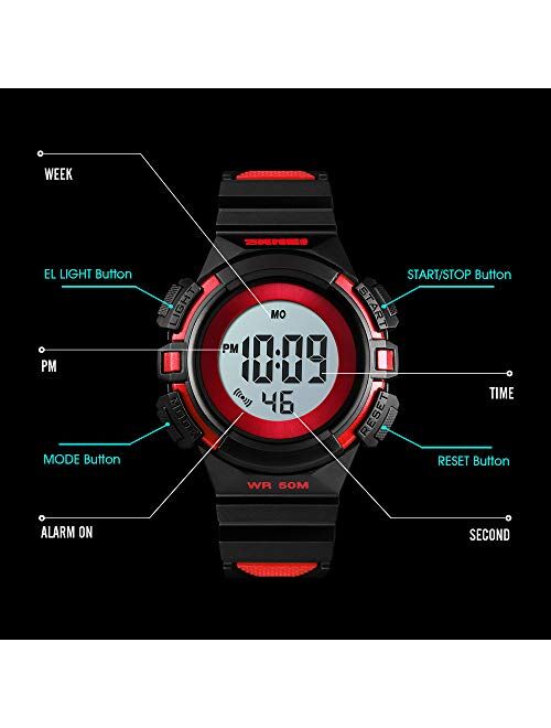 CakCity Kids Watches Digital Outdoor Sport Waterproof Electrical EL-Lights Watches with Alarm Luminous Stopwatch Casual Military Child Wrist Watch Gift for Boys Girls Age