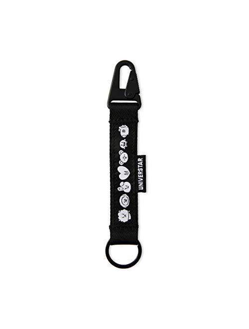 BT21 Space Wappen Collection Characters Strap Keychain Key Ring Bag Charm, Black
