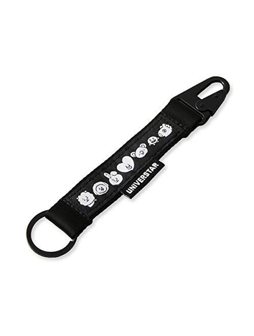 BT21 Space Wappen Collection Characters Strap Keychain Key Ring Bag Charm, Black