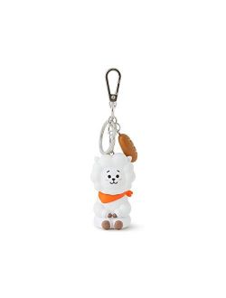 RJ Character Mini Cute Figure Keychain Key Ring Bag Charm with Clip, White