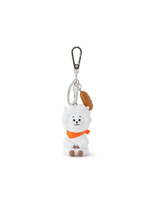 BT21 RJ Character Mini Cute Figure Keychain Key Ring Bag Charm with Clip, White