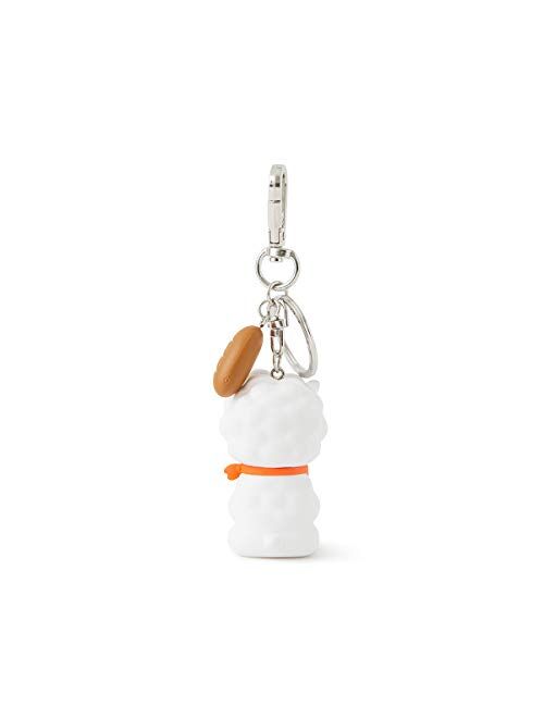 BT21 RJ Character Mini Cute Figure Keychain Key Ring Bag Charm with Clip, White