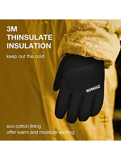 Ski Gloves, ZIONOR Waterproof Snow Gloves with 3M Thinsulate Insulation Touchscreen Snowboard Snowmobile Gloves for Men Women