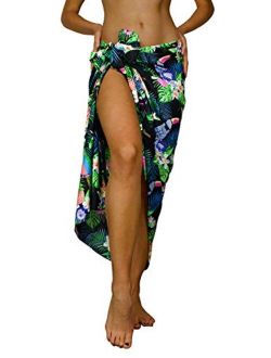 Hawaiian Sarong Pareo Beach Wrap for Women Funky Casual Bikini Cover Up Very Loud Swimsuit Parrot Cockatoo Print
