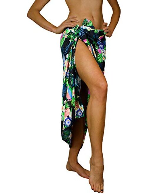 King Kameha Hawaiian Sarong Pareo Beach Wrap for Women Funky Casual Bikini Cover Up Very Loud Swimsuit Parrot Cockatoo Print