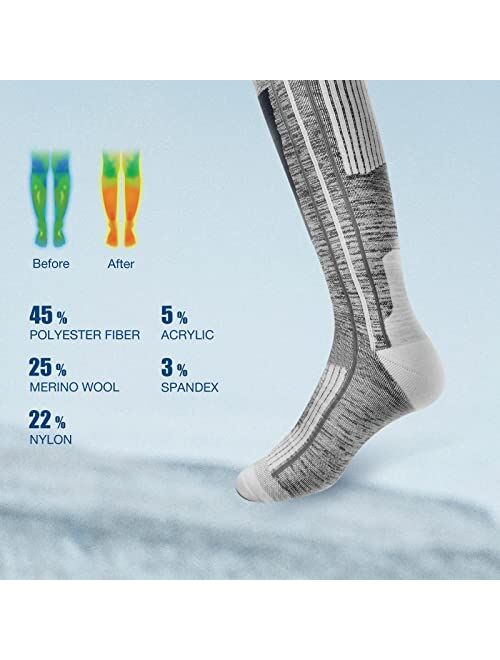 Ski Socks, ZIONOR Comfortable Merino Wool Ski Socks, Over the Calf Snowboard Socks for Men Women
