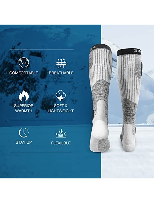 Ski Socks, ZIONOR Comfortable Merino Wool Ski Socks, Over the Calf Snowboard Socks for Men Women
