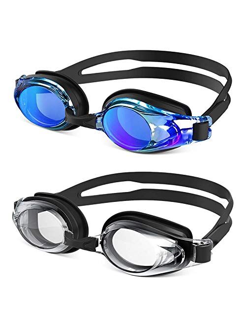 ZIONOR Swim Goggles, 2 Packs G8 Swimming Goggles for Adult/Men/Women/Youth