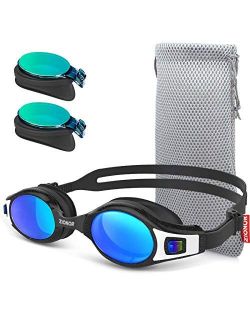 G9 Swim Goggles with Extra Lens and Nose Bridges for Men/Women/Adult